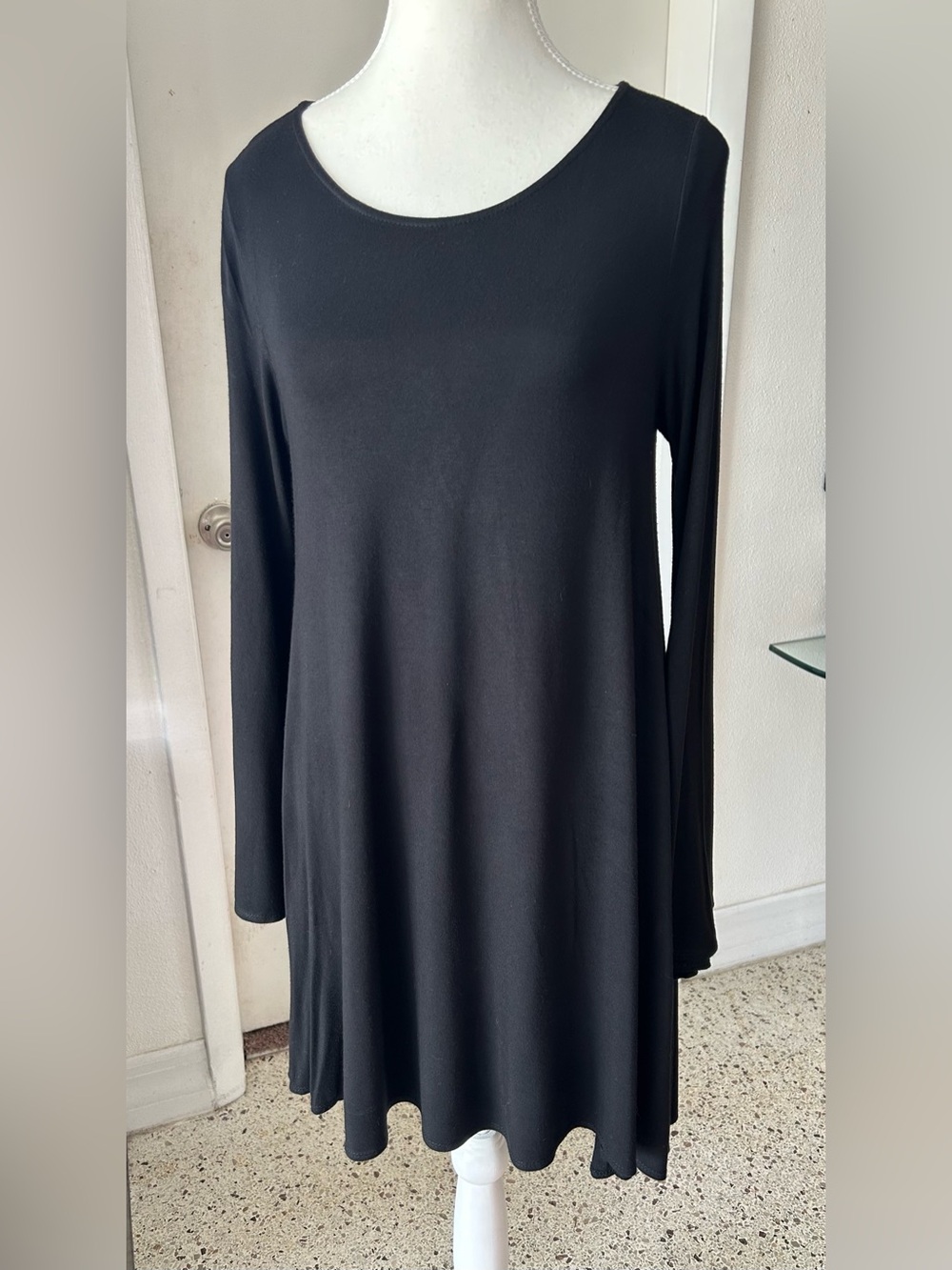 Black Long-Sleeve Swing Dress